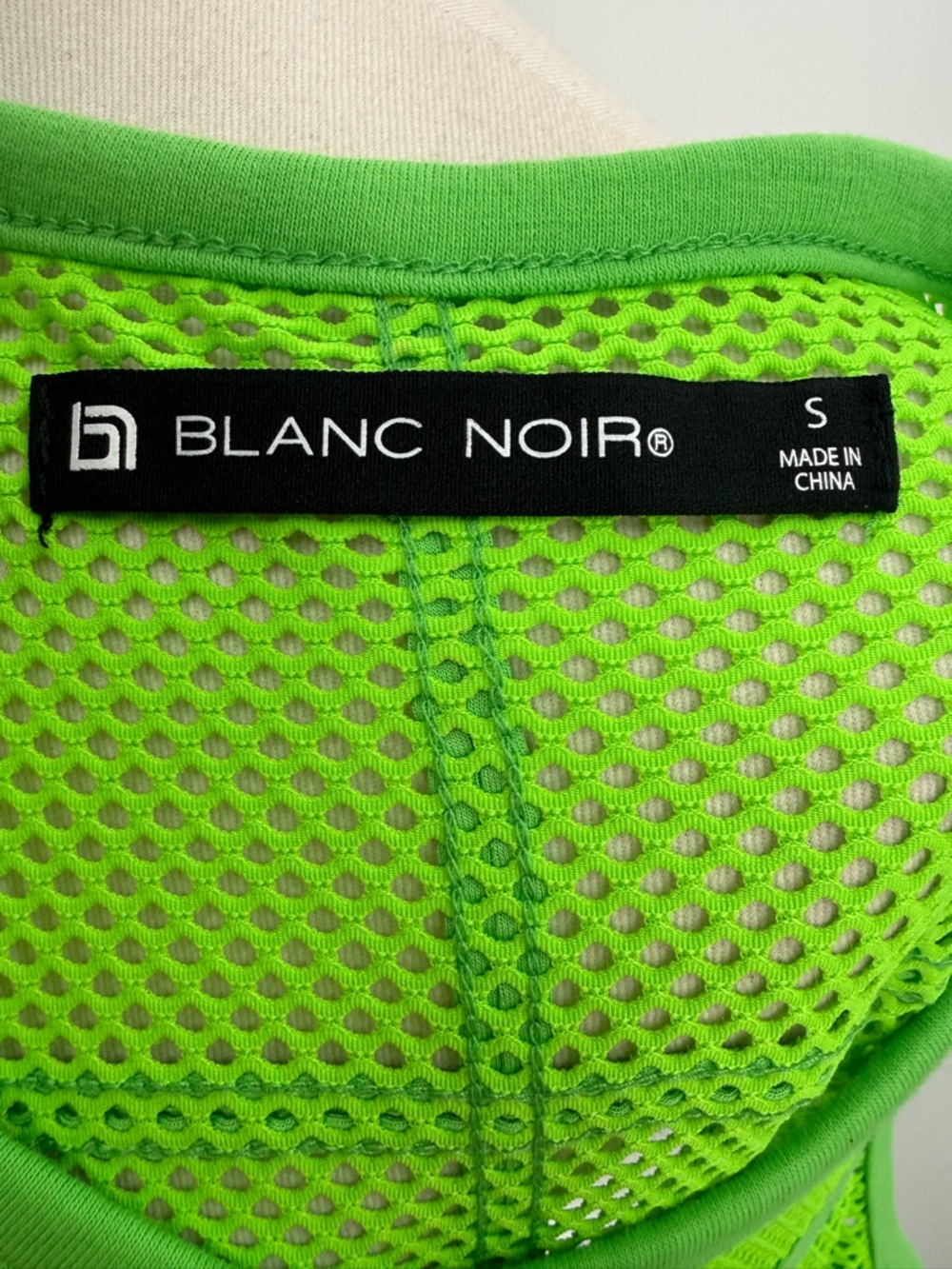 Blanc Noir Taiyo Tunic Dress Neon Green Mesh Sleeveless High Slit Swim Cover-Up - Picture 4 of 9